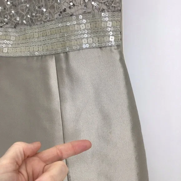 Kay Unger NWT Moir Lace Sequin Lace Wedding Formal Party Dress Silver Size 10 - Picture 11 of 13